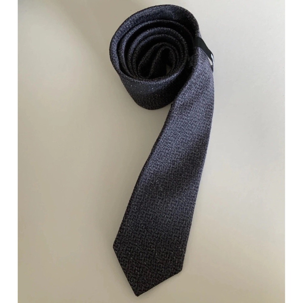 New Murano New Silk & Linen Blend Neck Tie Navy 3" Wide Quiet‎ Luxury Office